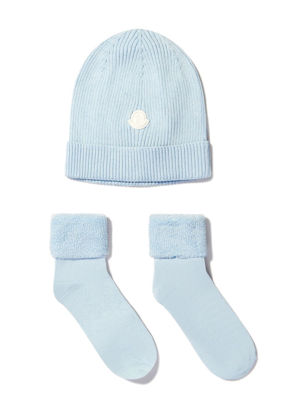 Moncler Enfant Set aus Mütze und Socken - Blau von Moncler Enfant