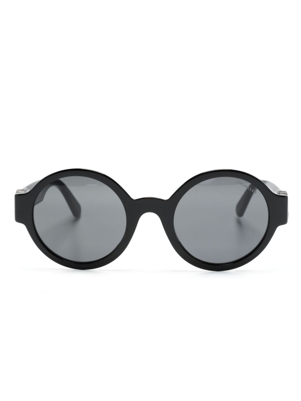 Moncler Eyewear Runde Sonnenbrille mit Logo-Schild - Schwarz von Moncler Eyewear