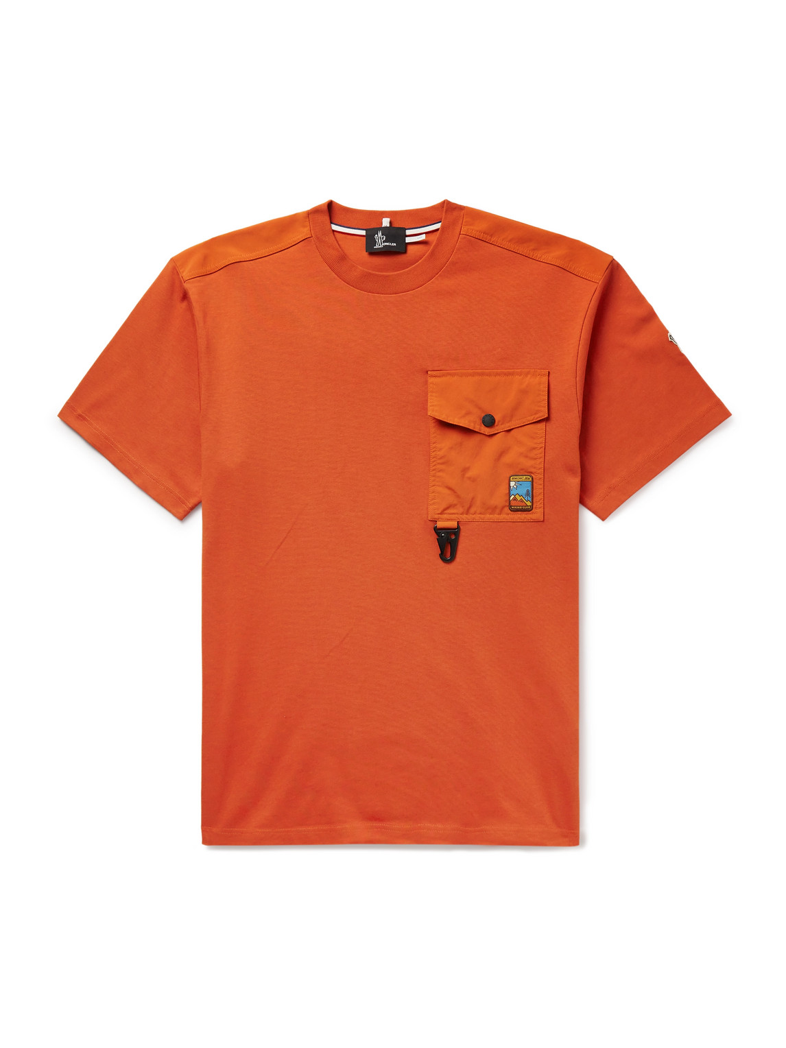 Moncler Grenoble - Logo-Appliquéd Shell-Trimmed Combed Cotton-Jersey T-Shirt - Men - Orange - L von Moncler Grenoble
