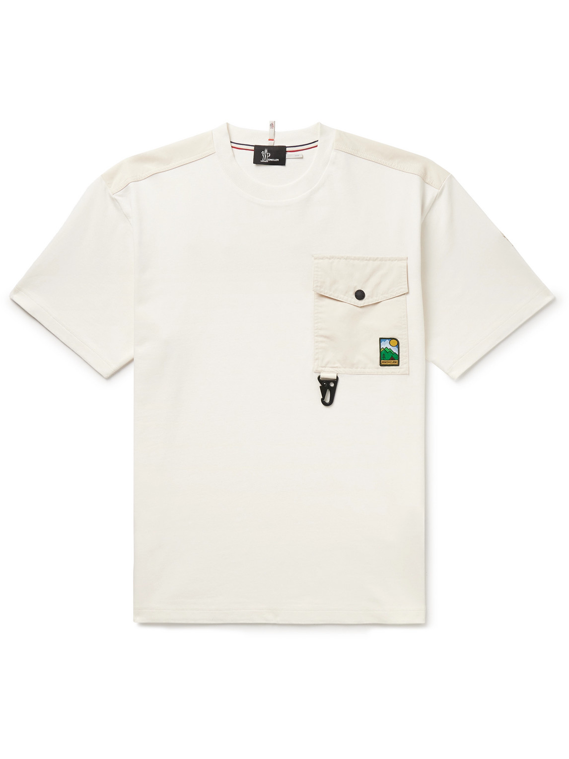 Moncler Grenoble - Logo-Appliquéd Shell-Trimmed Combed Cotton-Jersey T-Shirt - Men - White - M von Moncler Grenoble