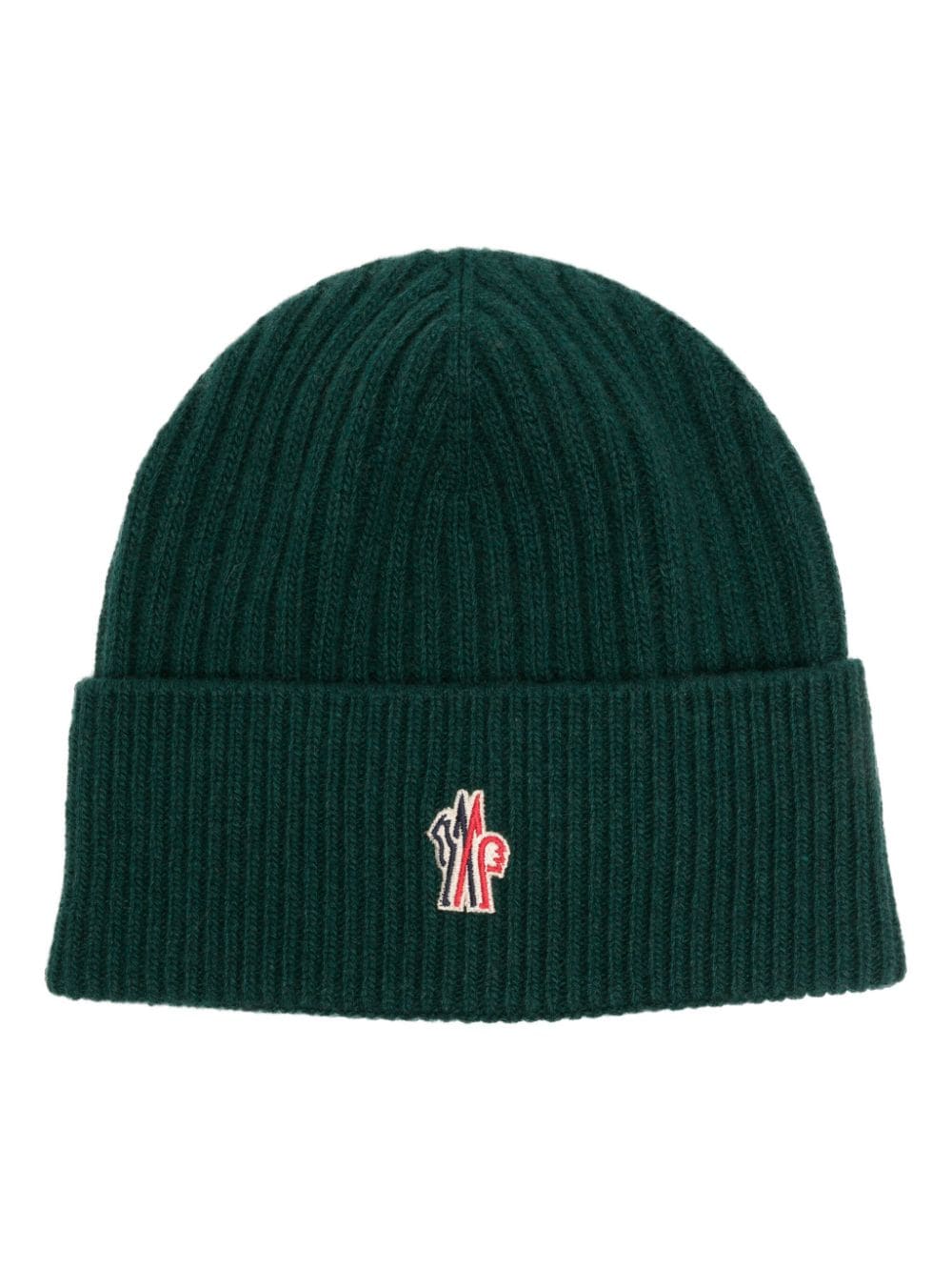 Moncler Grenoble Gerippte Beanie mit Logo-Stickerei - Grün von Moncler Grenoble