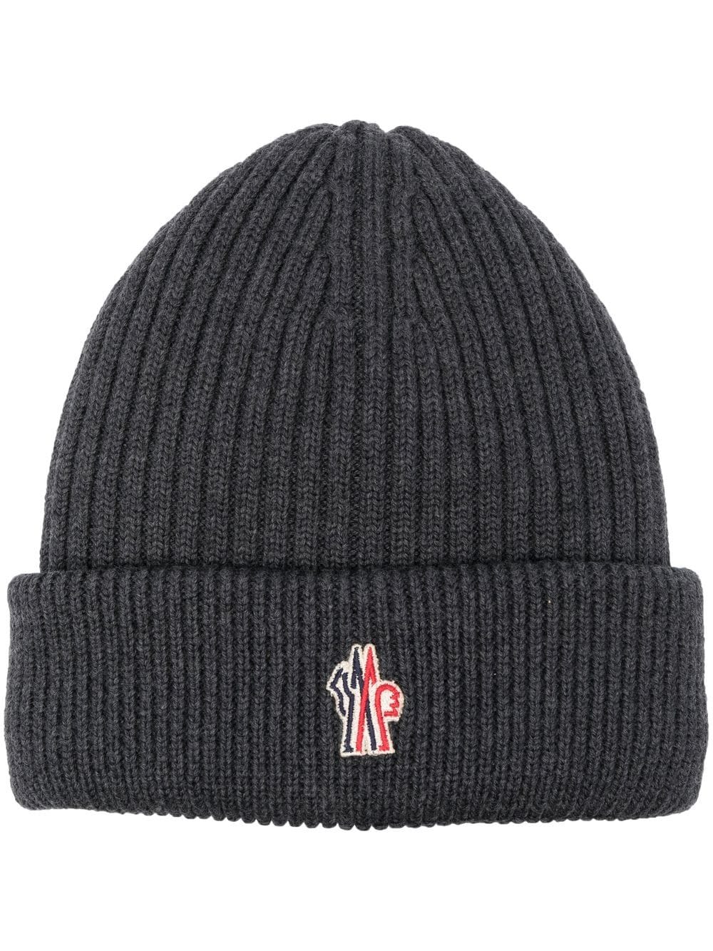 Moncler Grenoble Gerippte Beanie mit Logo-Patch - Grau von Moncler Grenoble