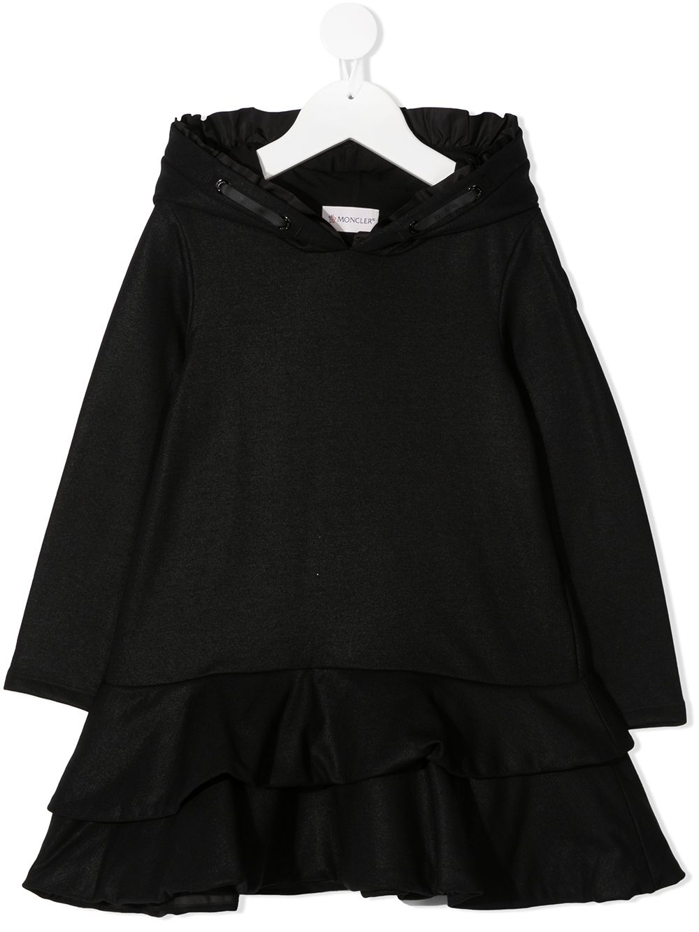 Moncler Enfant Kapuzenkleid mit Volant-Saum - Schwarz von Moncler Enfant