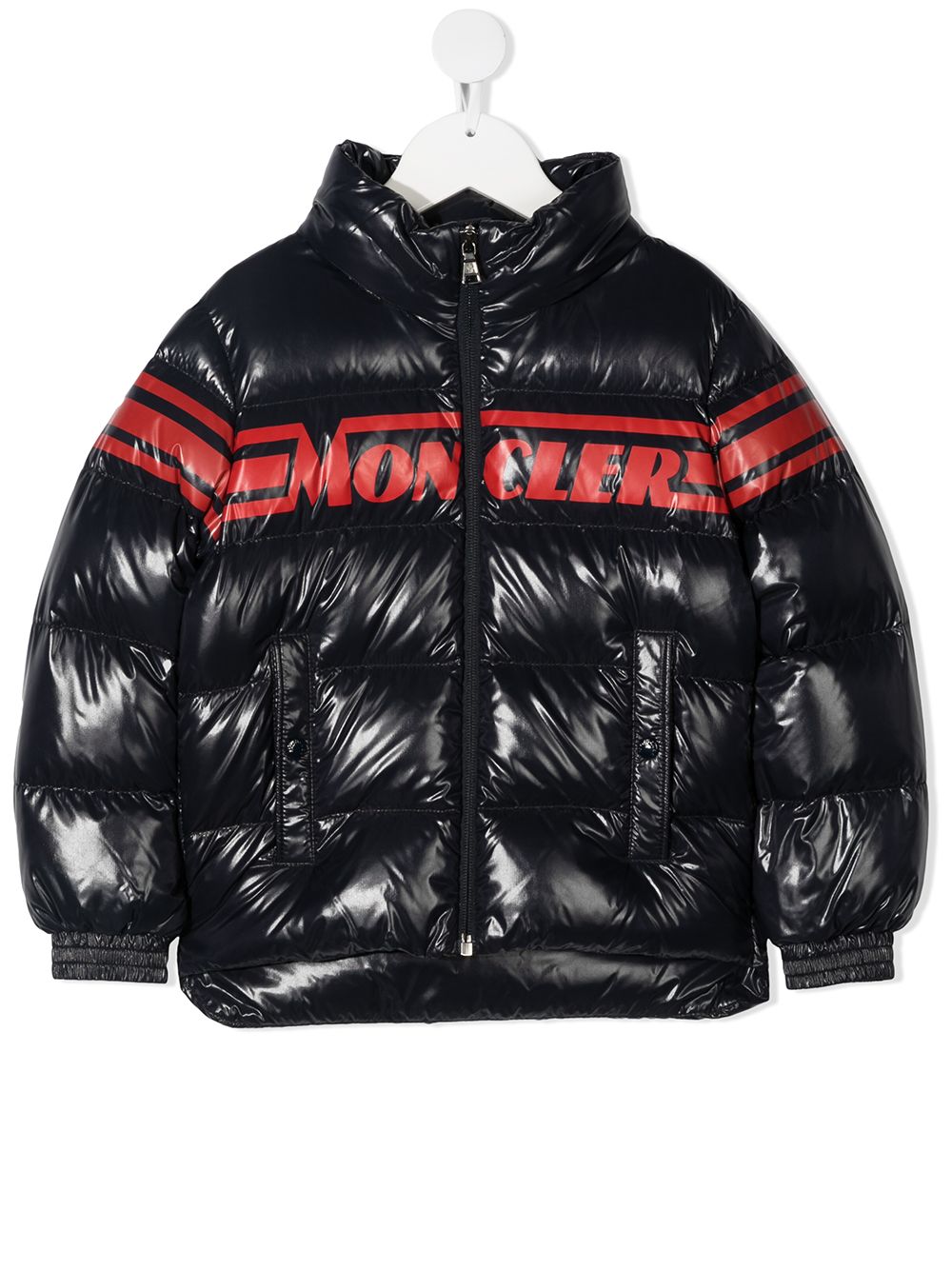 Moncler Enfant Daunenjacke mit Logo-Print - Blau von Moncler Enfant