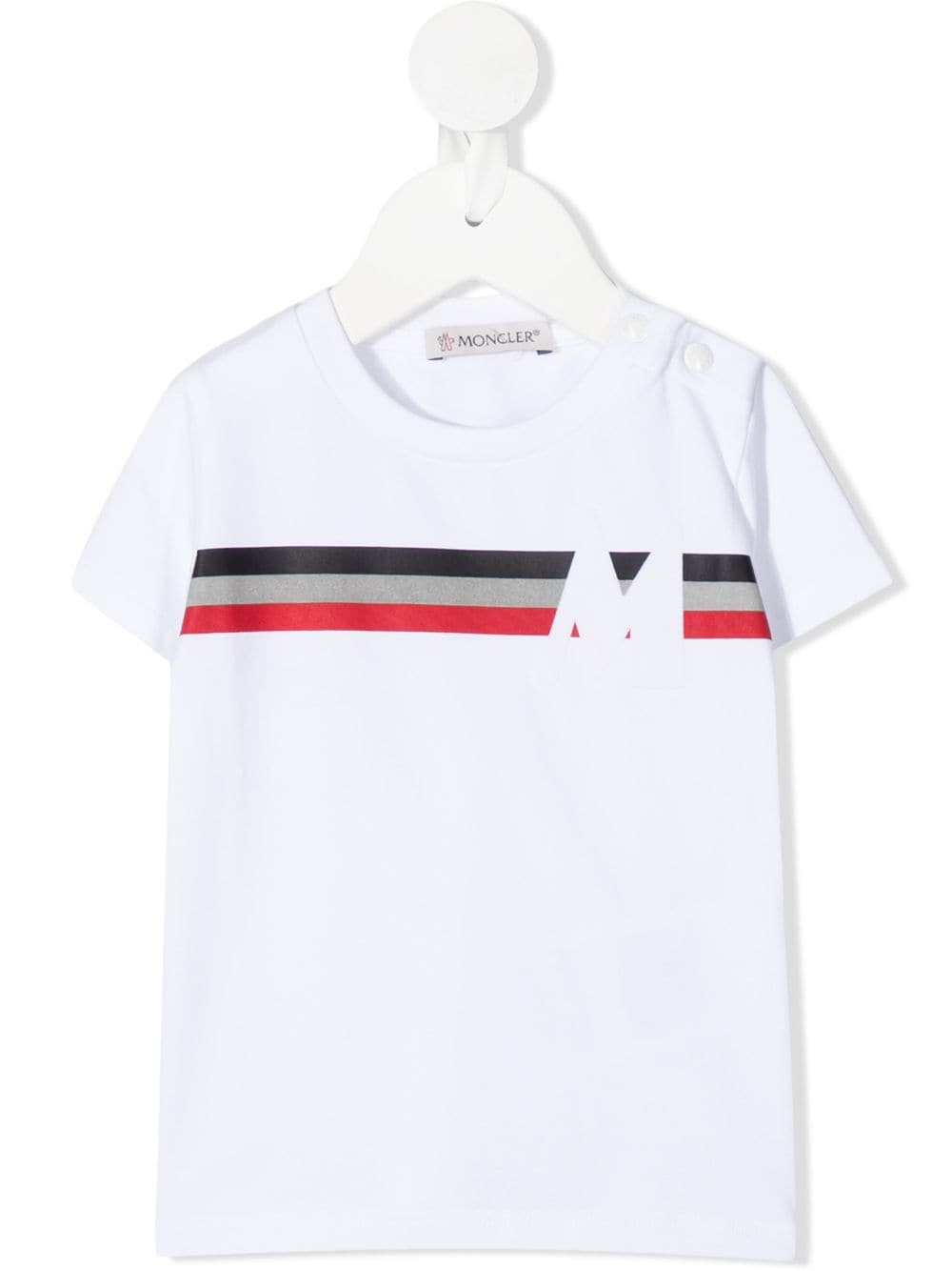 Moncler Enfant T-Shirt mit gestreiftem Logo - Weiß von Moncler Enfant