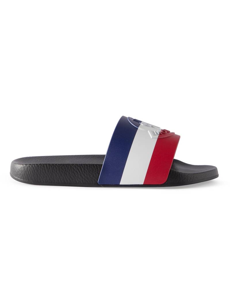 Moncler - Basile Logo-Embossed Striped Rubber Slides - Men - Black - EU 40 von Moncler