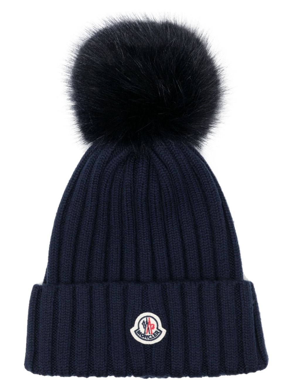 Moncler Bommelmütze mit Logo-Patch - Blau von Moncler