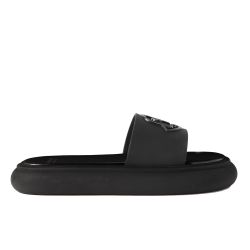 Moncler Damen Schwarze Gummi-logo-slides von Moncler