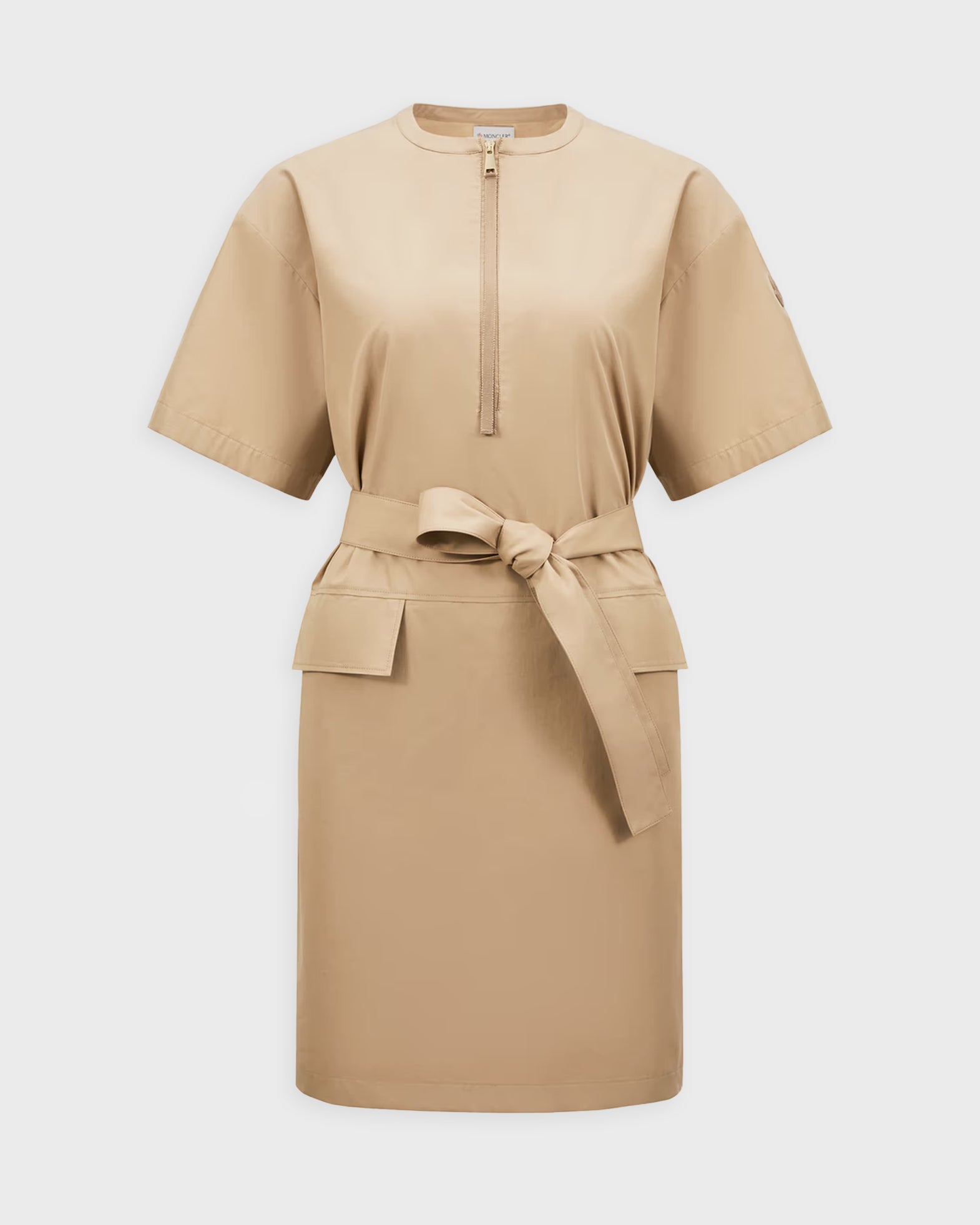 Moncler Dress Belted Mini Beige von Moncler