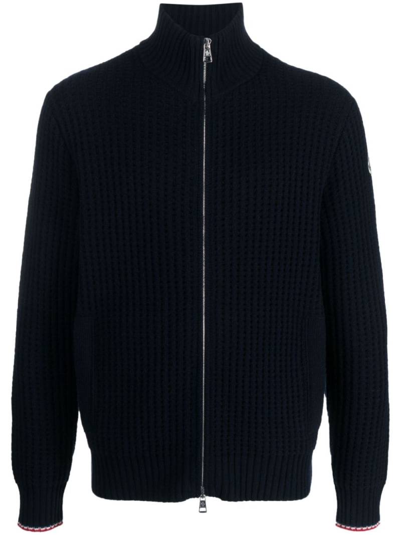 Moncler Gerippter Cardigan mit Reißverschluss - Blau von Moncler