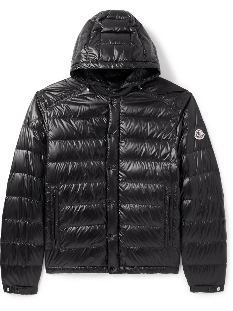 Moncler - Gliere Logo-Appliquéd Quilted Glossed-Nylon Down Hooded Jacket - Men - Black - 3 von Moncler