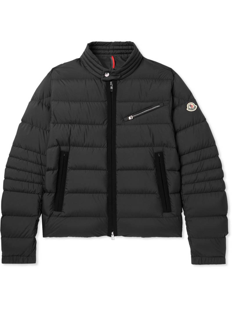 Moncler - Grosgrain-Trimmed Logo-Appliquéd Quilted Shell Down Jacket - Men - Black - 2 von Moncler