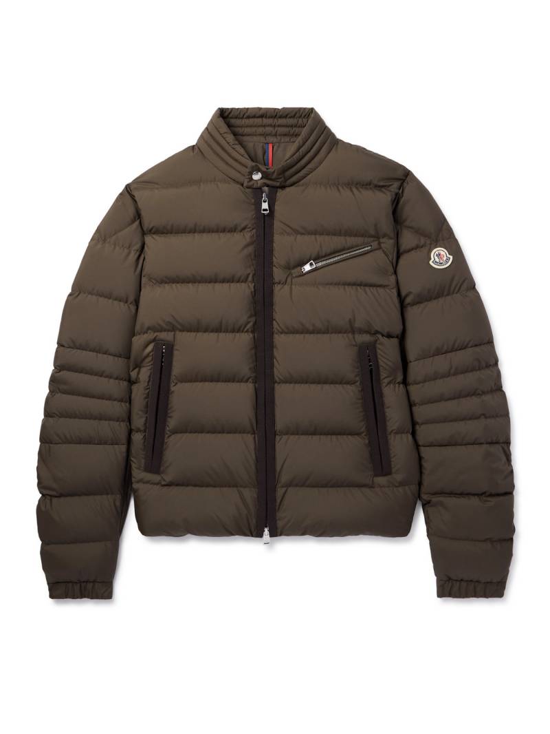 Moncler - Grosgrain-Trimmed Logo-Appliquéd Quilted Shell Down Jacket - Men - Brown - 2 von Moncler