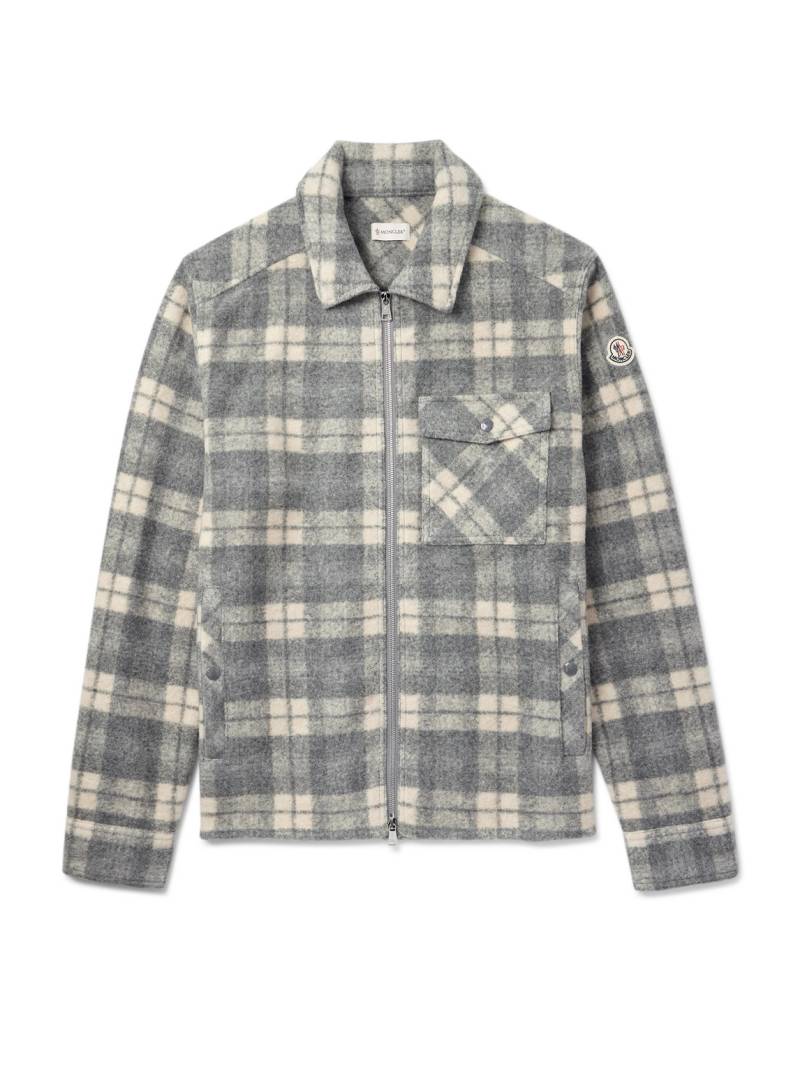 Moncler - Logo-Appliquéd Checked Flannel Overshirt - Men - Gray - XXL von Moncler