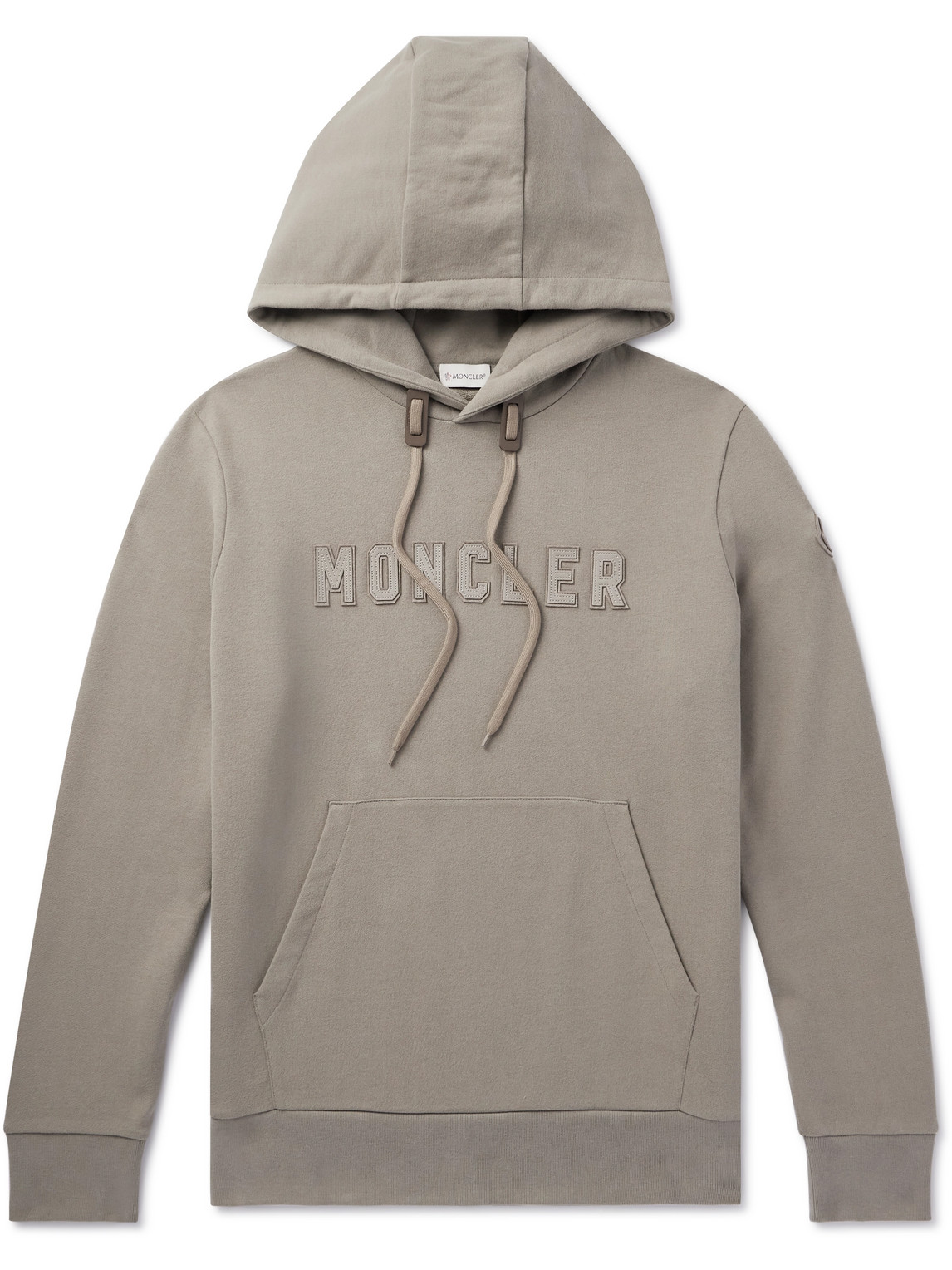 Moncler - Logo-Appliquéd Cotton-Jersey Hoodie - Men - Brown - L von Moncler