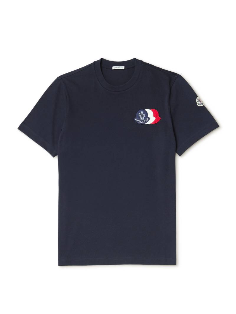 Moncler - Logo-Appliquéd Cotton-Jersey T-Shirt - Men - Blue - L von Moncler