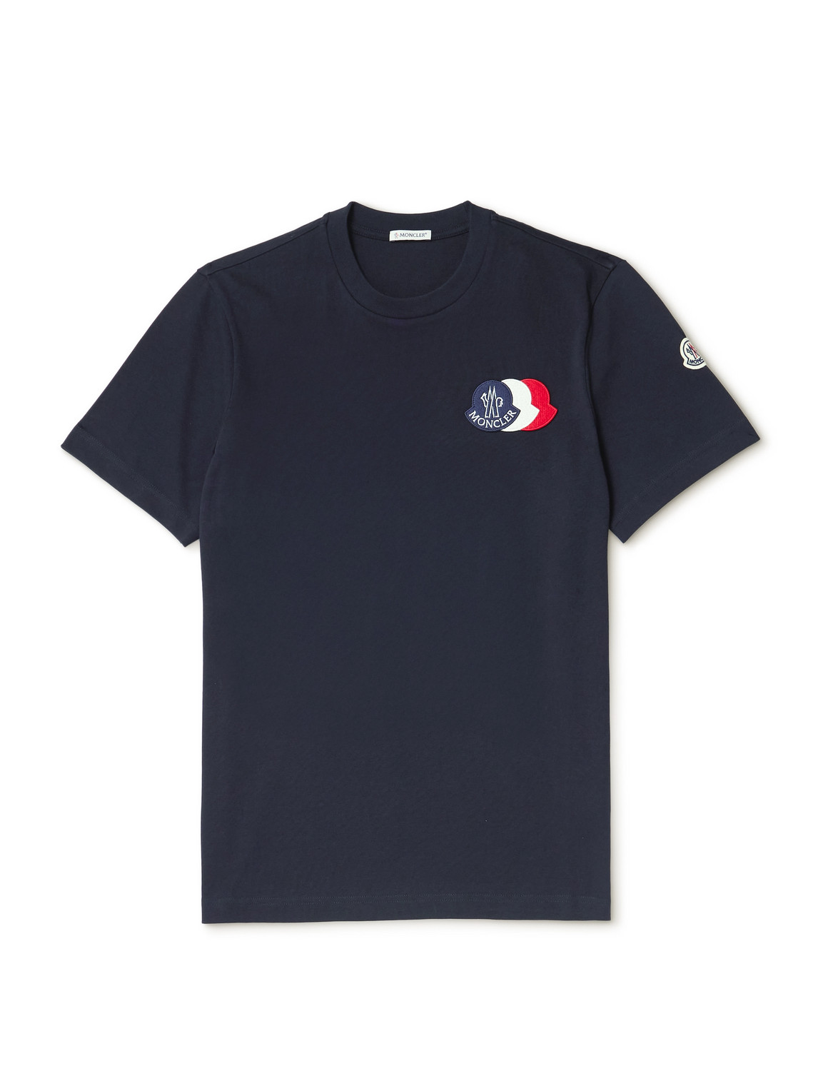 Moncler - Logo-Appliquéd Cotton-Jersey T-Shirt - Men - Blue - XL von Moncler