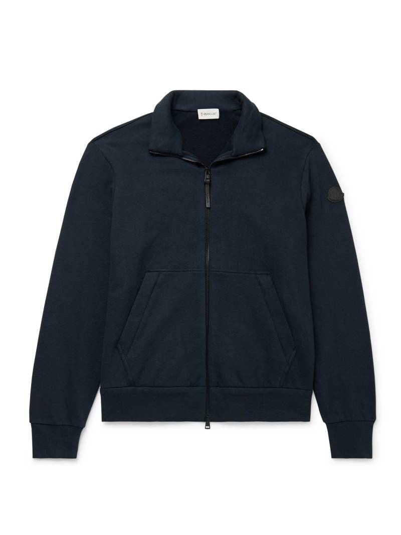 Moncler - Logo-Appliquéd Cotton and Cashmere-Blend Jersey Track Jacket - Men - Blue - S von Moncler