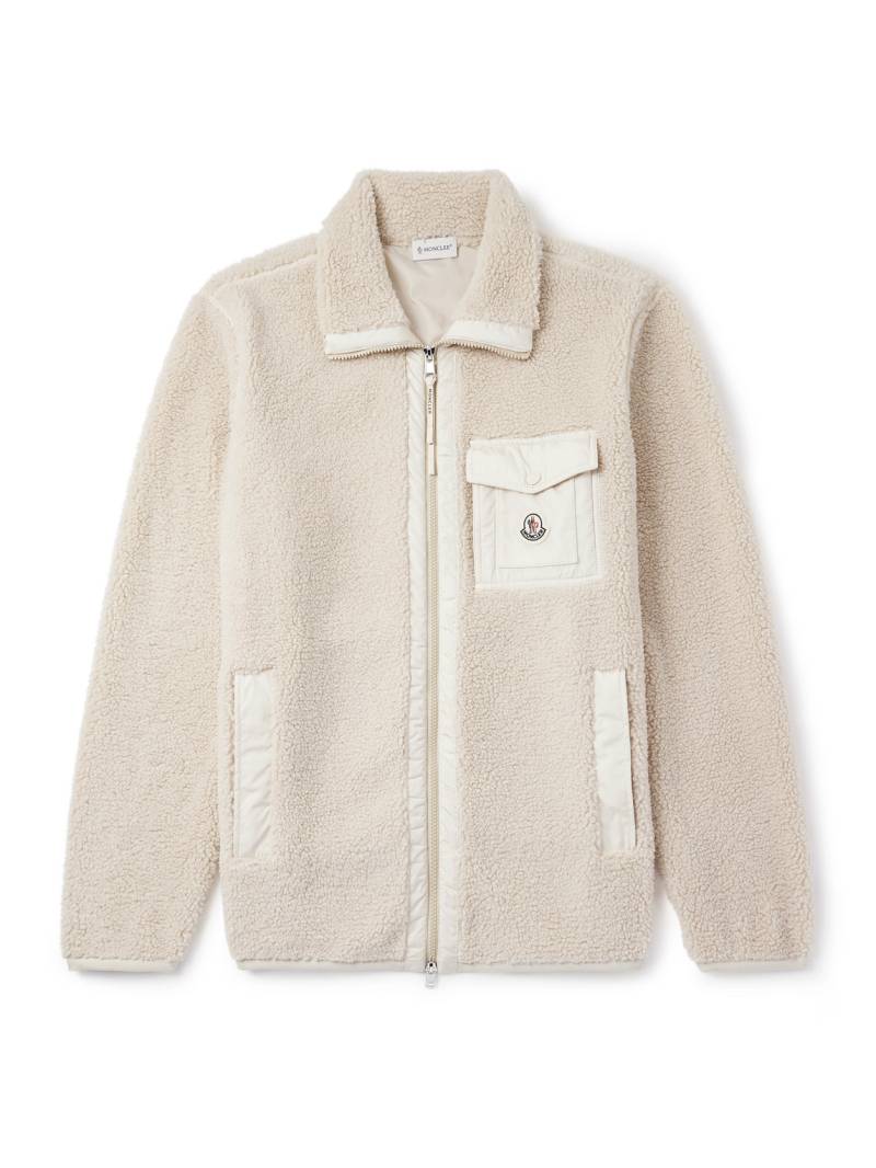 Moncler - Logo-Appliquéd Nylon-Trimmed Fleece Jacket - Men - Neutrals - XXL von Moncler