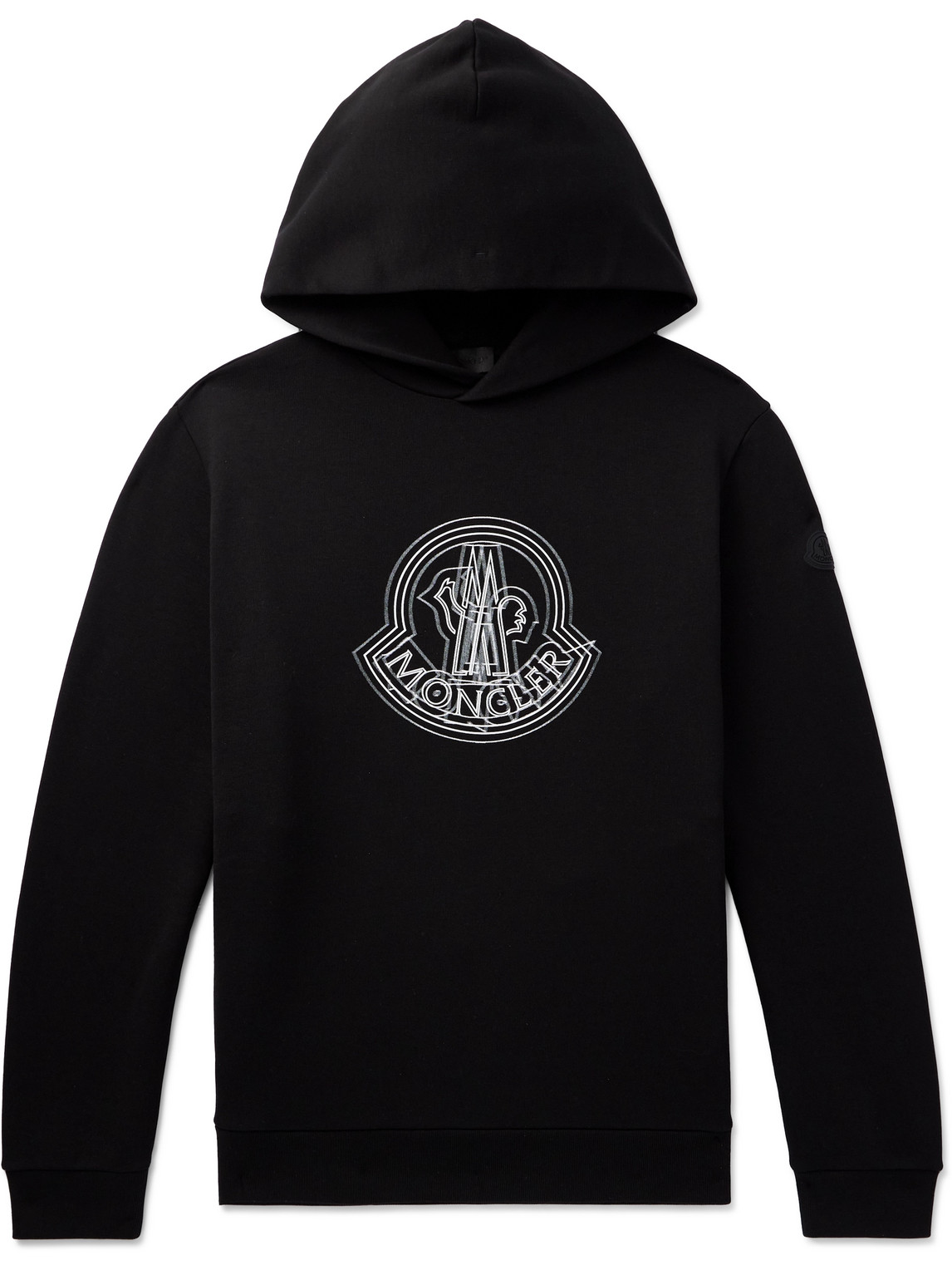 Moncler - Logo-Appliquéd Printed Cotton-Jersey Hoodie - Men - Black - M von Moncler