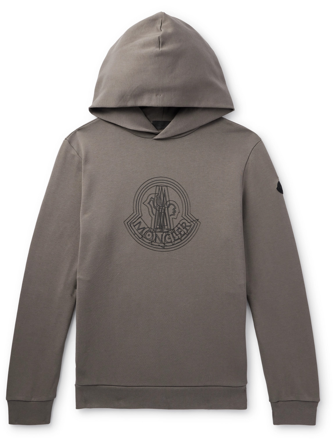 Moncler - Logo-Appliquéd Printed Cotton-Jersey Hoodie - Men - Brown - S von Moncler