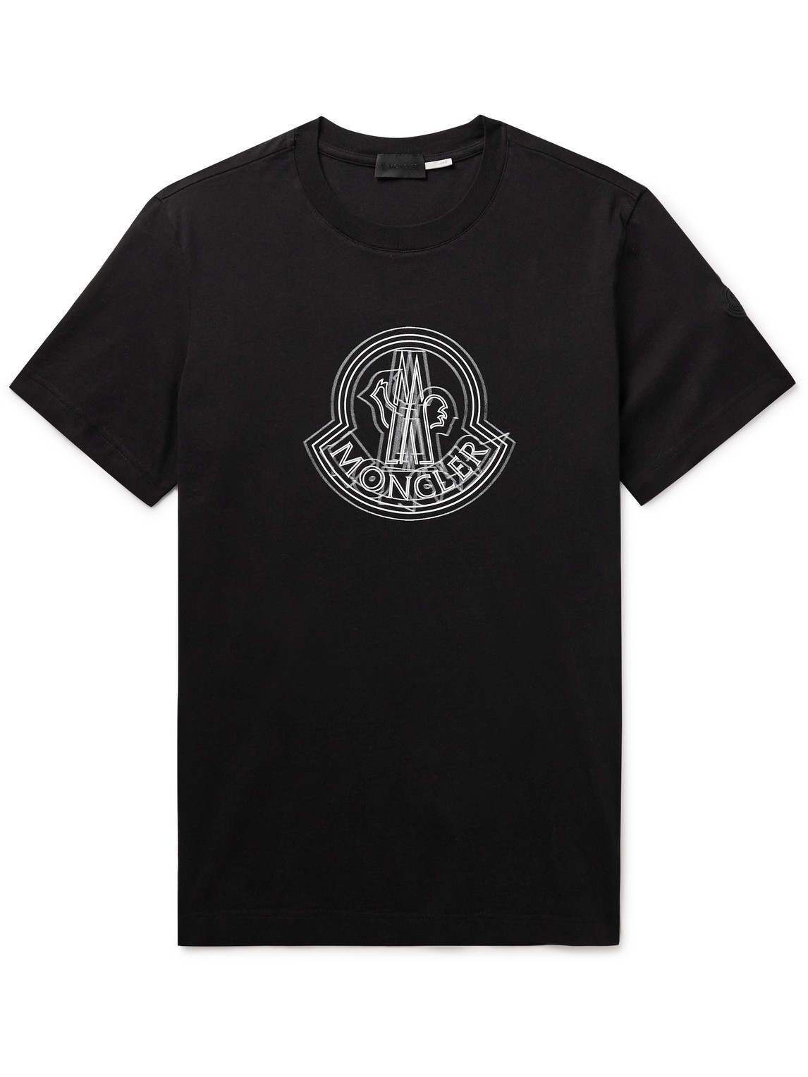 Moncler - Logo-Appliquéd Printed Cotton-Jersey T-Shirt - Men - Black - M von Moncler