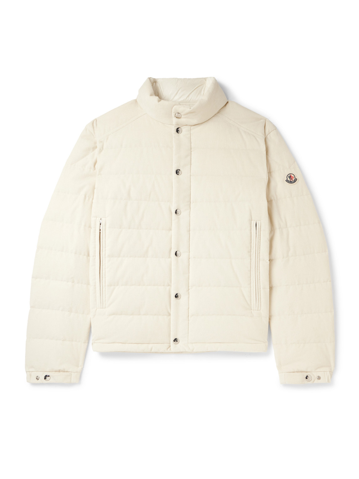 Moncler - Logo-Appliquéd Quilted Cotton-Corduroy Jacket - Men - Neutrals - 1 von Moncler