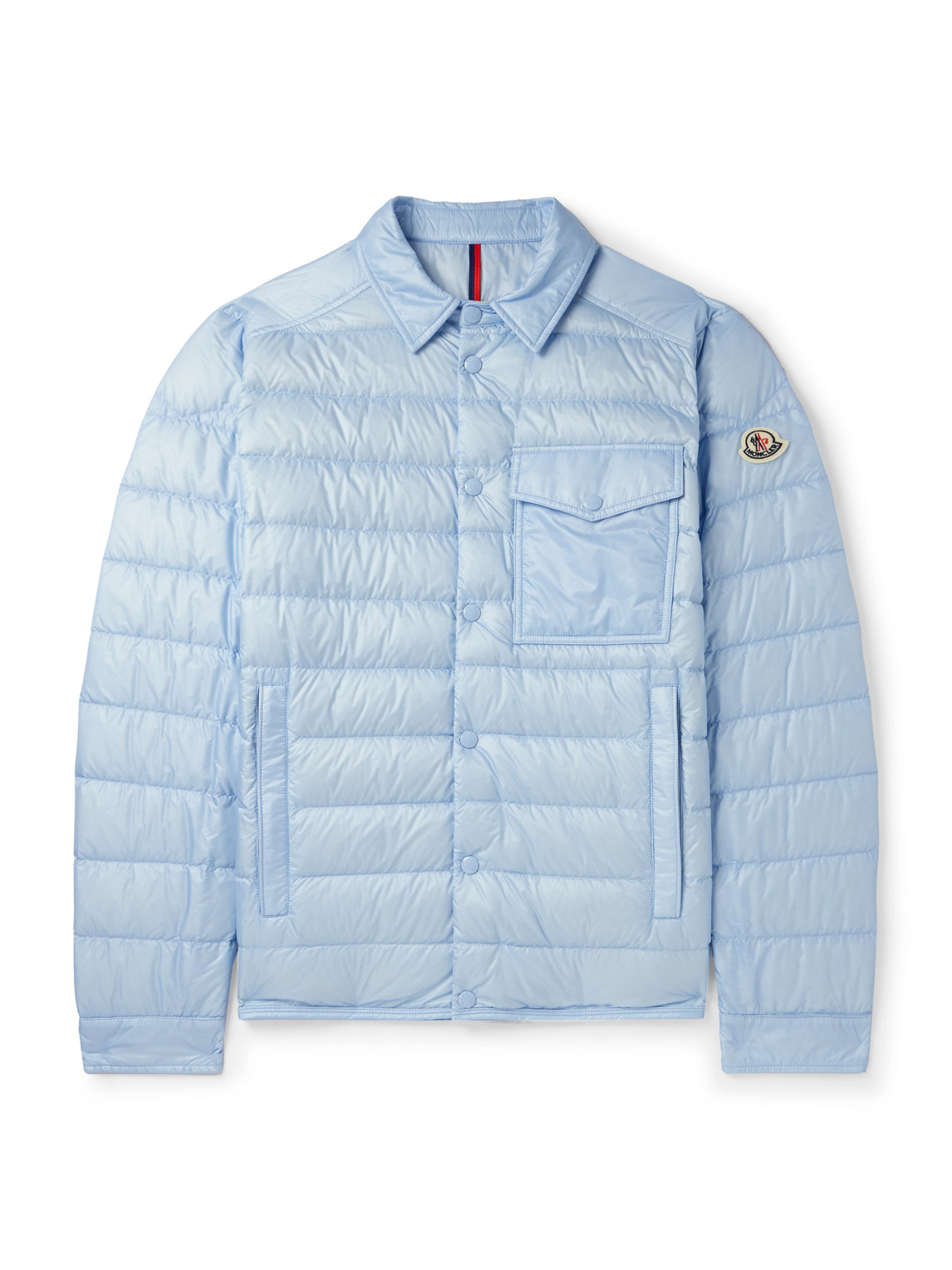 Moncler - Logo-Appliquéd Quilted Shell Down Shirt Jacket - Men - Blue - 2 von Moncler