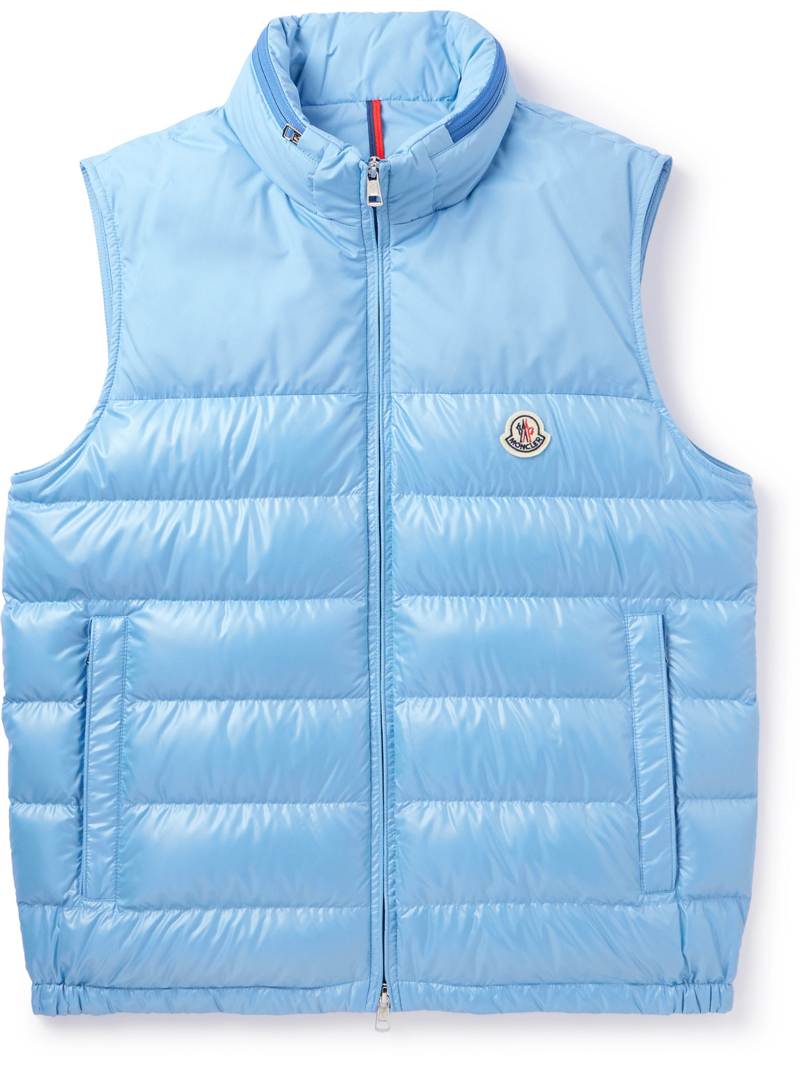 Moncler - Logo-Appliquéd Quilted Shell Hooded Down Gilet - Men - Blue - 1 von Moncler