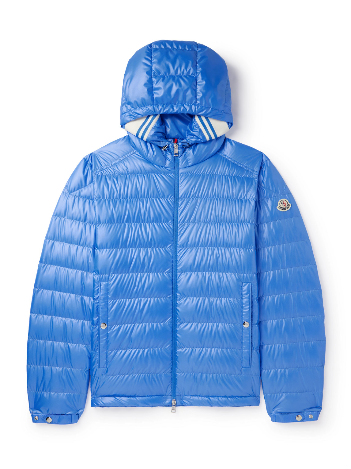 Moncler - Logo-Appliquéd Quilted Shell Hooded Down Jacket - Men - Blue - 1 von Moncler