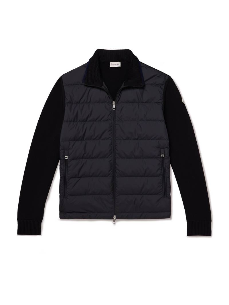 Moncler - Logo-Appliquéd Quilted Shell-Panelled Cotton Down Cardigan - Men - Black - L von Moncler