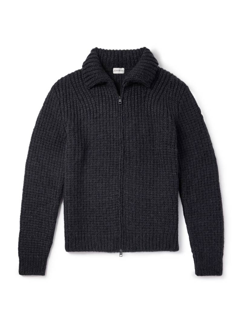 Moncler - Logo-Appliquéd Ribbed Alpaca-Blend Zip-Up Cardigan - Men - Black - XL von Moncler