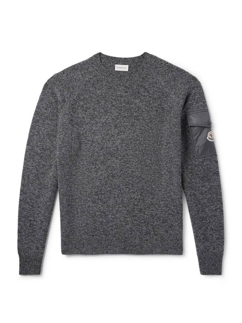 Moncler - Logo-Appliquéd Shell-Trimmed Wool and Cashmere-Blend Sweater - Men - Gray - XXL von Moncler
