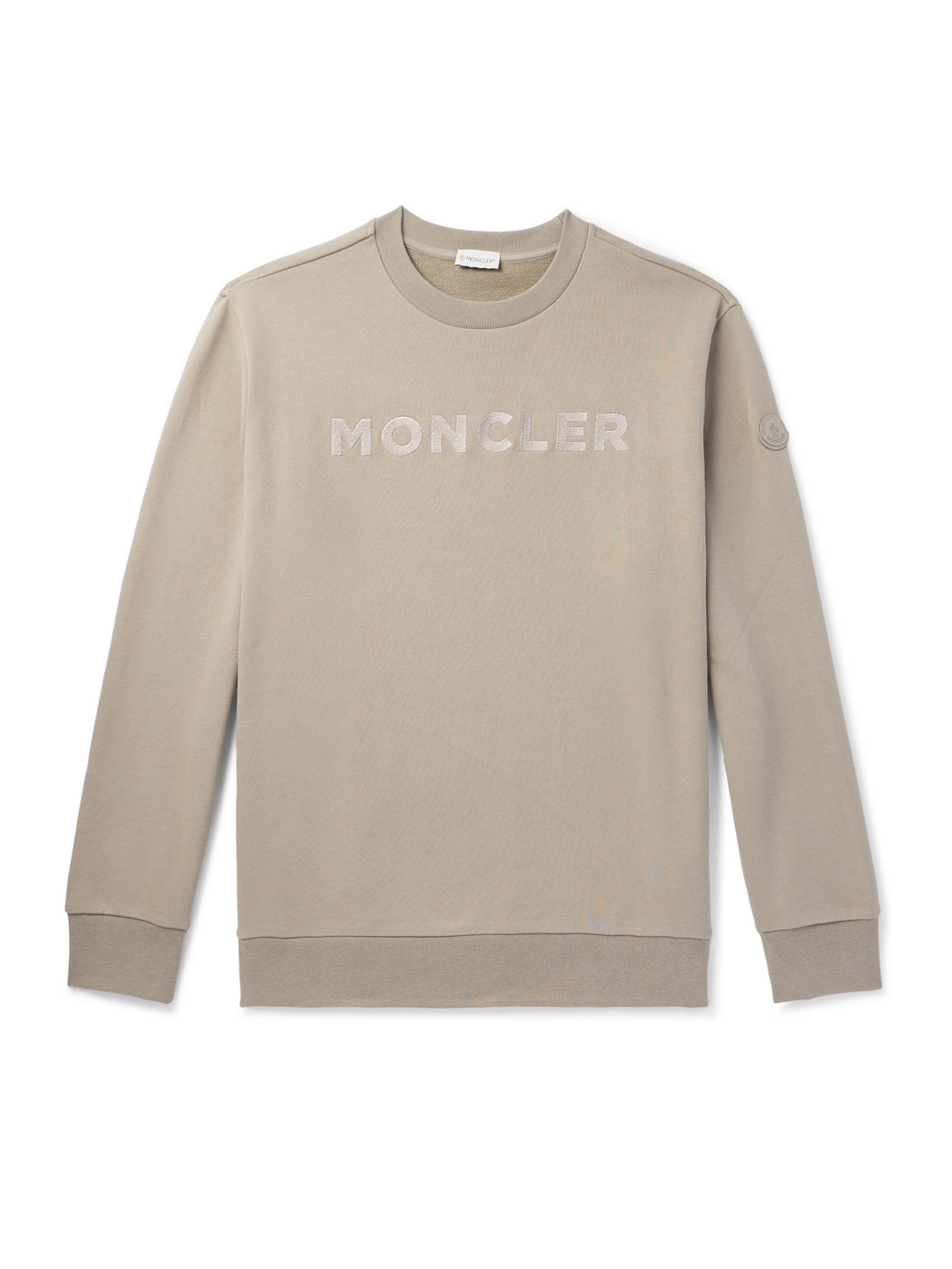 Moncler - Logo-Embroidered Cotton-Jersey Sweatshirt - Men - Neutrals - L von Moncler