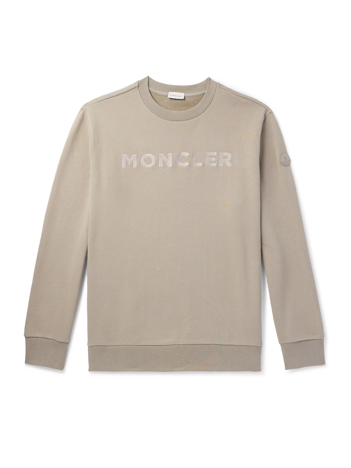 Moncler - Logo-Embroidered Cotton-Jersey Sweatshirt - Men - Neutrals - M von Moncler