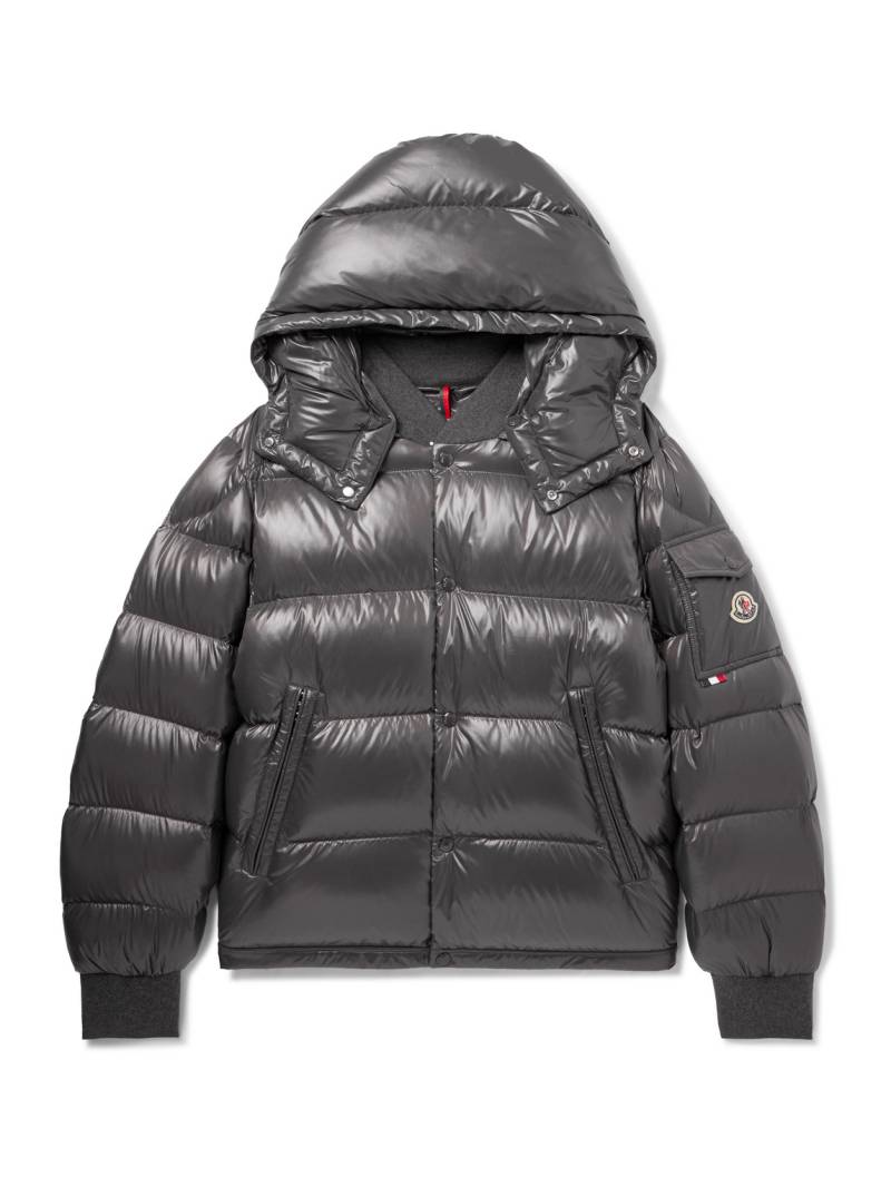 Moncler - Maljasset Slim-Fit Quilted Lacquered-Nylon Hooded Down Jacket - Men - Gray - 3 von Moncler