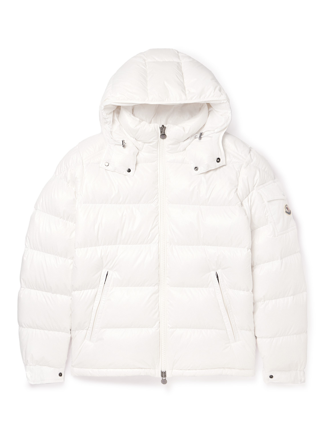 Moncler - Maya Logo-Appliquéd Quilted Glossed-Shell Hooded Down Jacket - Men - White - 6 von Moncler