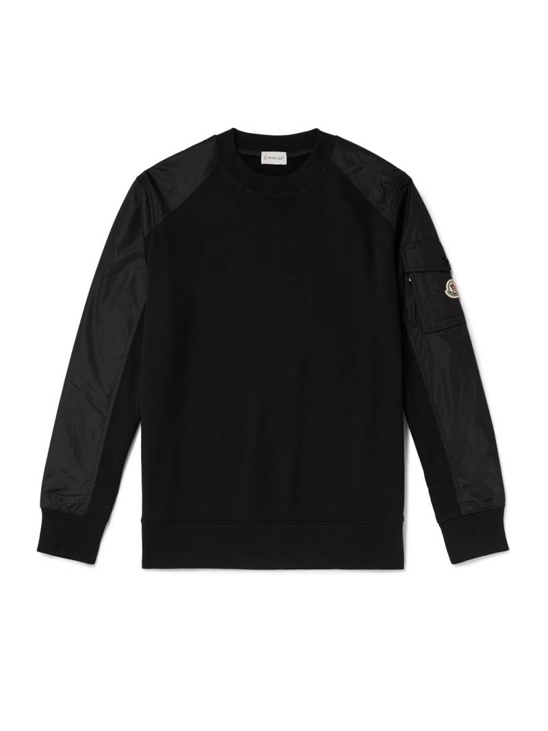 Moncler - Padded Shell-Trimmed Cotton-Blend Jersey Sweatshirt - Men - Black - XXL von Moncler