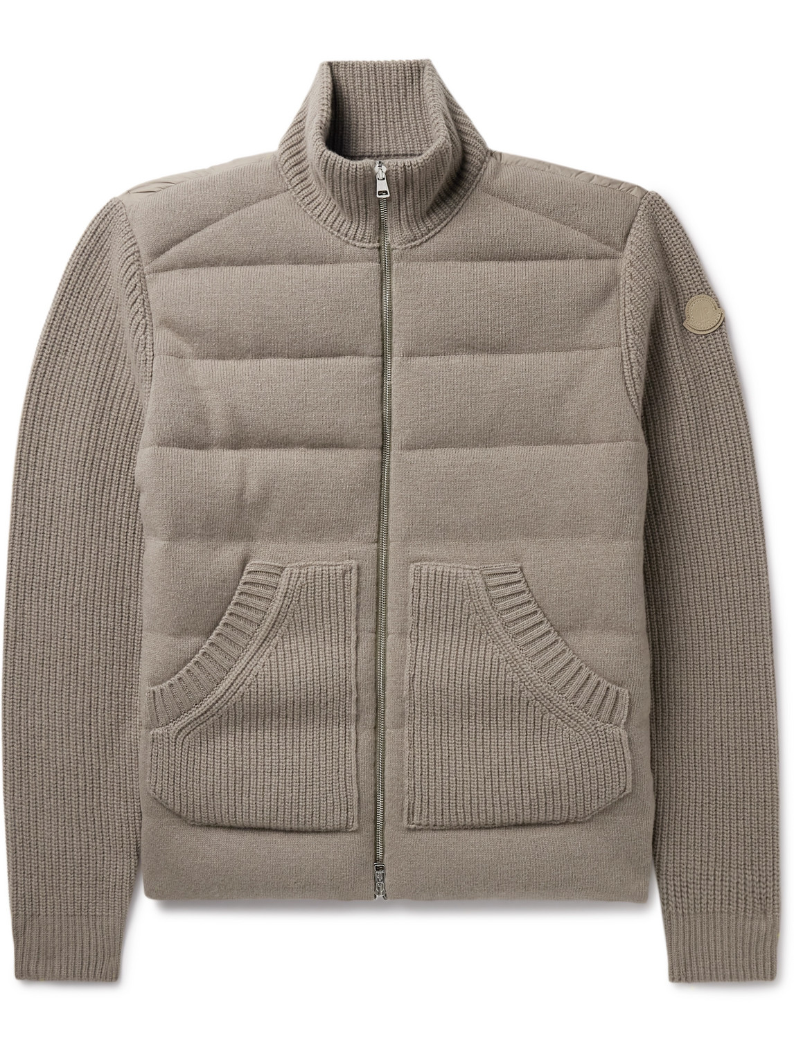 Moncler - Panelled Virgin Wool and Cashmere-Blend and Shell Down Jacket - Men - Neutrals - XXL Moncler - Panelled Virgin Wool and Cashmere-Blend and Shell Down Jacket - Men - Neutrals - XXL von Moncler