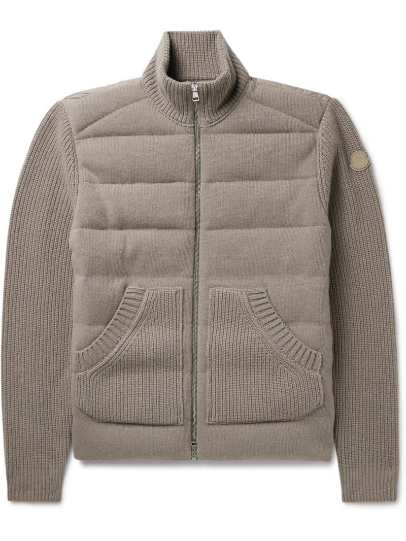 Moncler - Panelled Virgin Wool and Cashmere-Blend and Shell Down Jacket - Men - Neutrals - XXL von Moncler