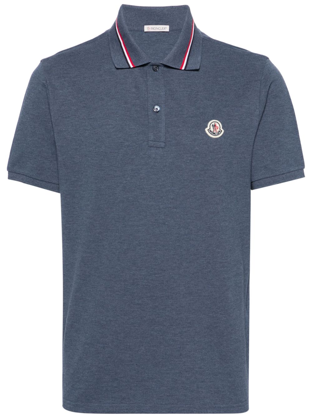 Moncler Pikee-Poloshirt mit Logo-Patch - Blau von Moncler