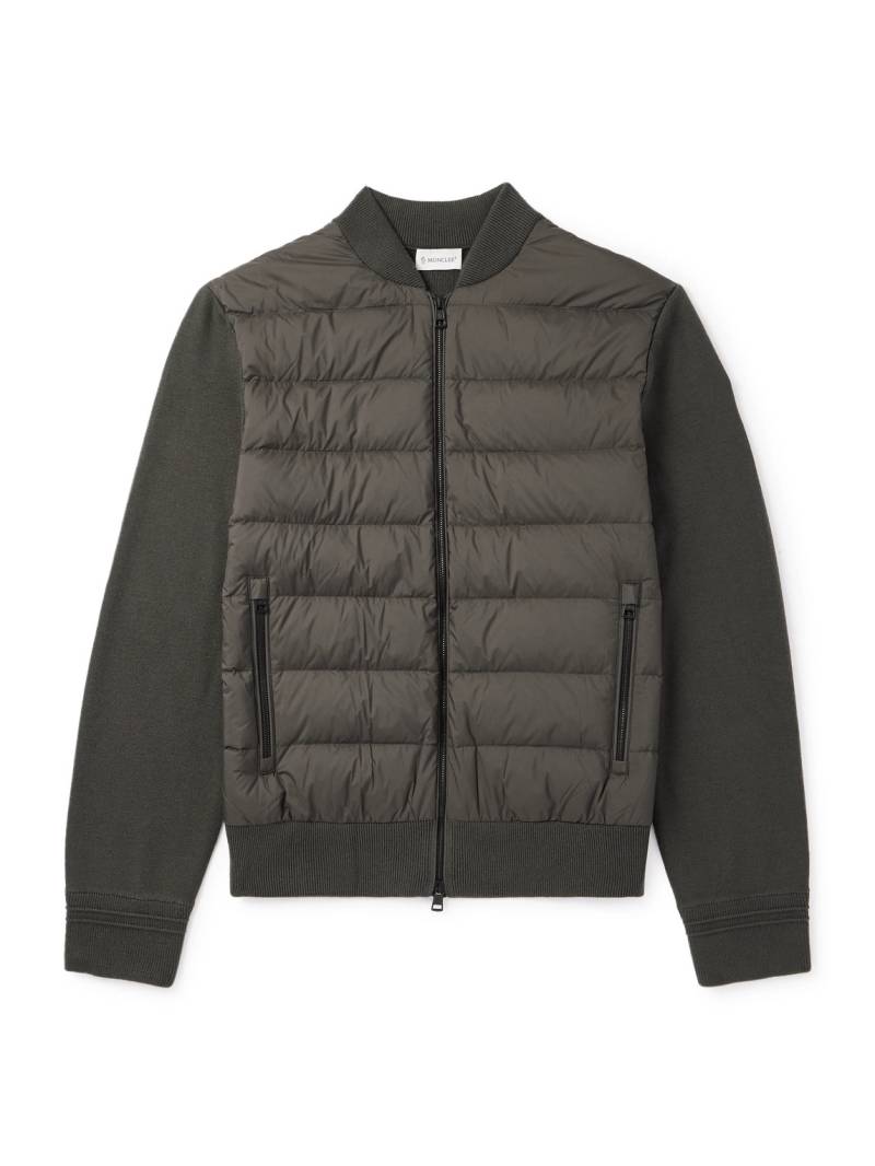Moncler - Quilted Shell-Panelled Virgin Wool Down Zip-Up Cardigan - Men - Brown - XXL von Moncler