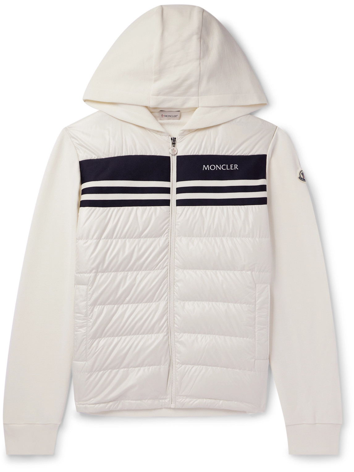Moncler - Slim-Fit Cotton-Jersey and Quilted Shell Down Zip-Up Hoodie - Men - White - M von Moncler
