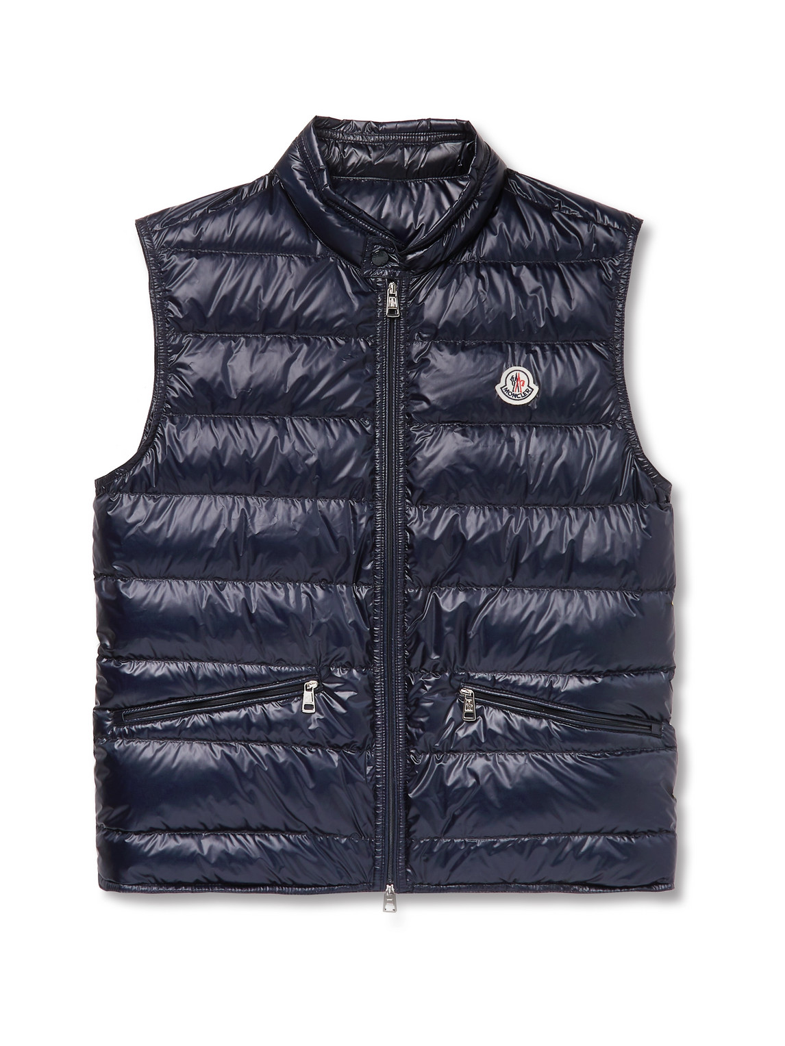 Moncler - Slim-Fit Logo-Appliquéd Quilted Shell Down Gilet - Men - Blue - 1 von Moncler