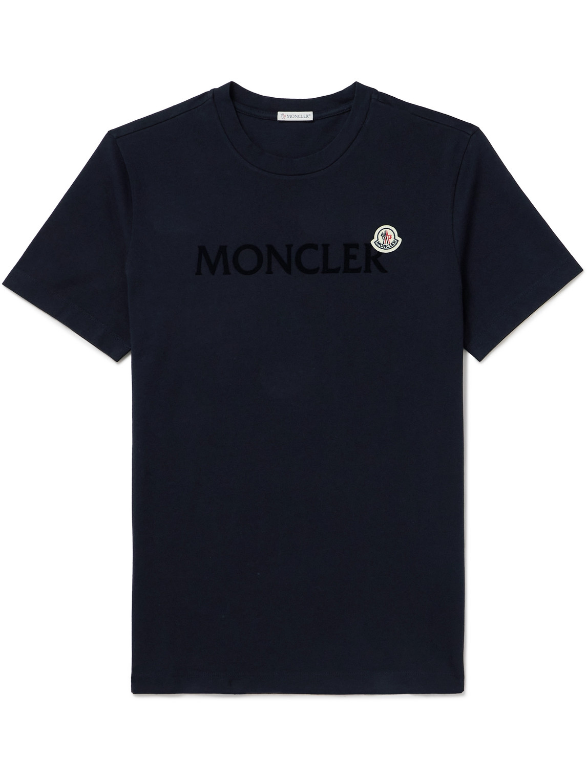 Moncler - Slim-Fit Logo-Flocked Cotton-Jersey T-Shirt - Men - Blue - XL Moncler - Slim-Fit Logo-Flocked Cotton-Jersey T-Shirt - Men - Blue - XL von Moncler
