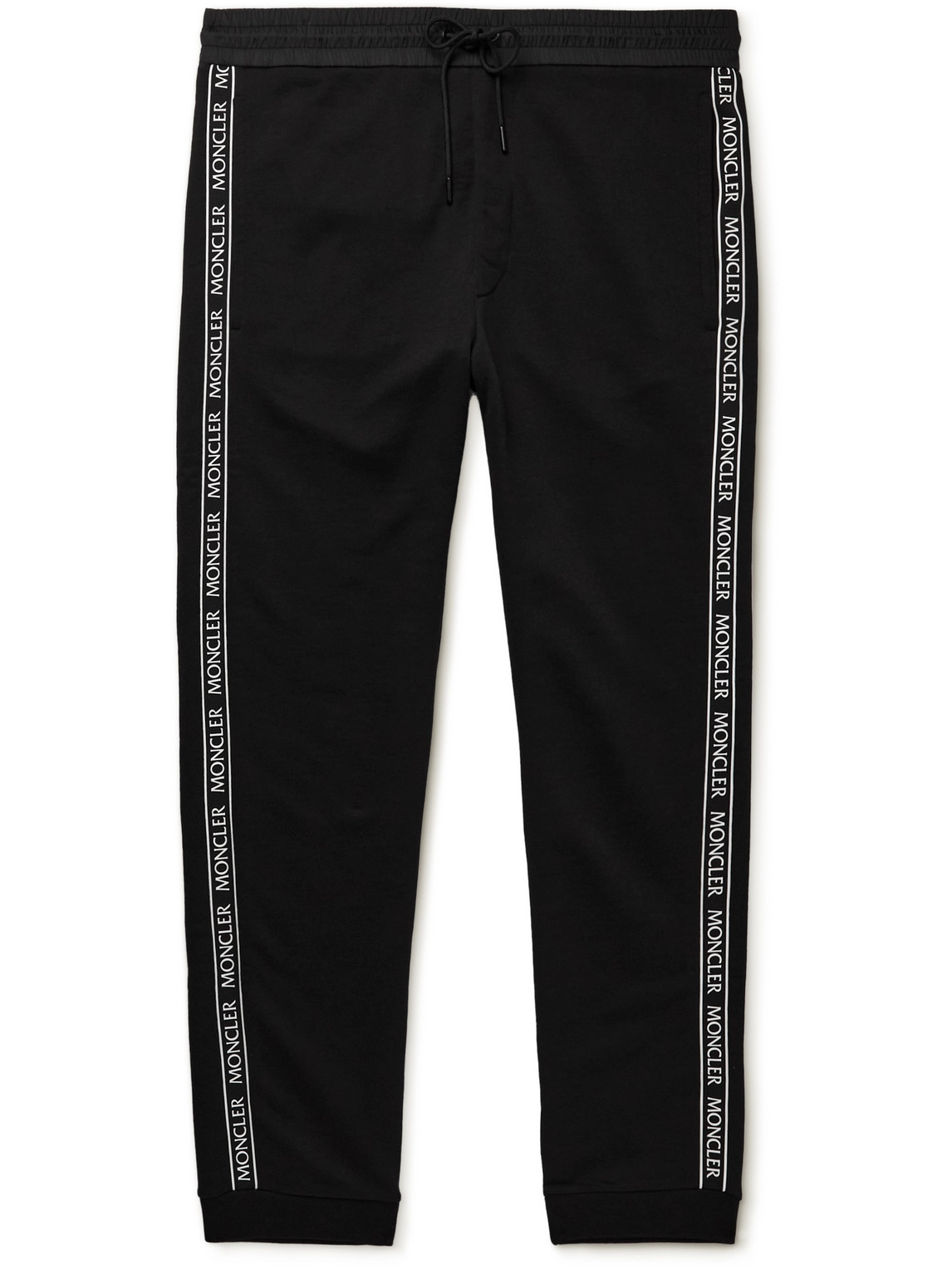 Moncler - Slim-Fit Tapered Logo-Appliquéd Cotton-Jersey Sweatpants - Men - Black - L von Moncler