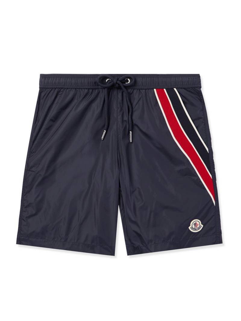 Moncler - Straight-Leg Mid-Length Logo-Appliquéd Striped Swim Shorts - Men - Blue - S von Moncler