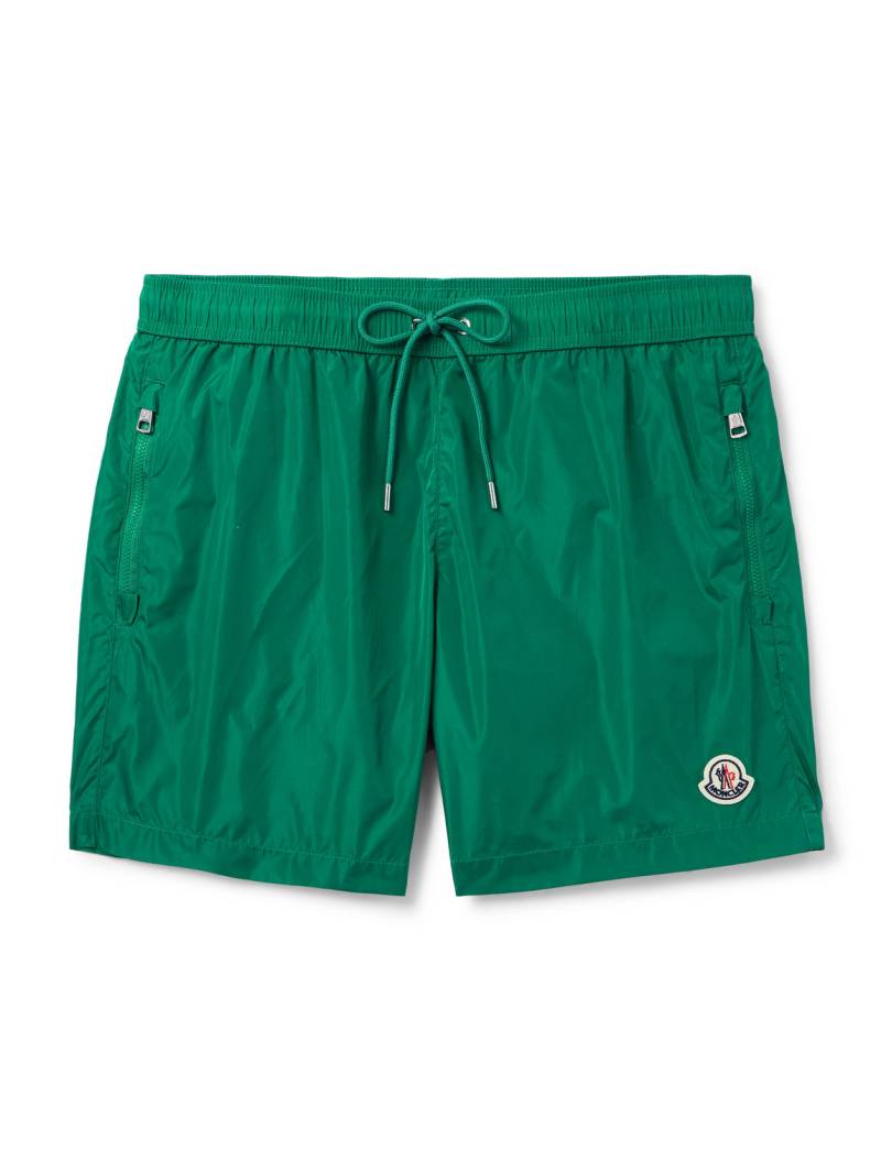 Moncler - Straight-Leg Mid-Length Logo-Appliquéd Swim Shorts - Men - Green - S von Moncler