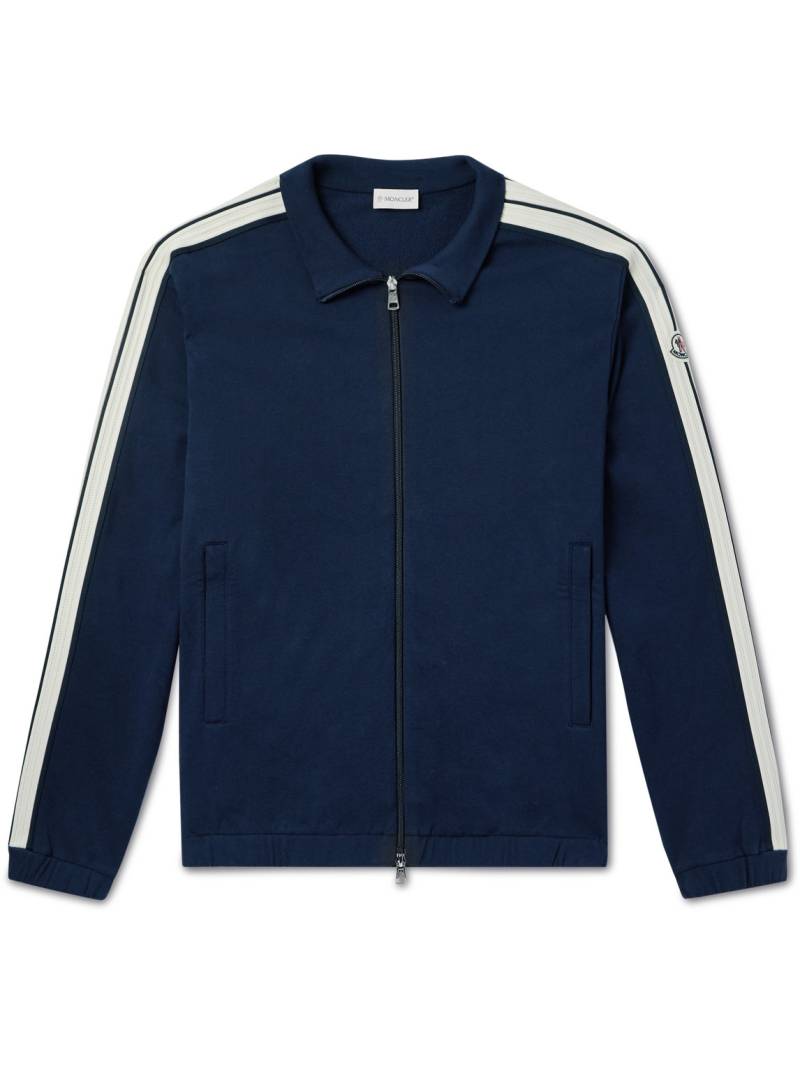 Moncler - Striped Cotton-Jersey Track Jacket - Men - Blue - XS von Moncler