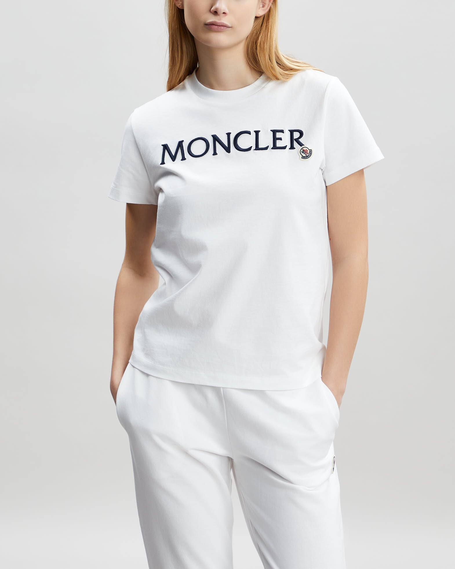 Moncler T-Shirt Maglia Maniche Corte Vit/svart von Moncler